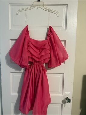 a new day Hot Pink Puff-Sleeve Mini Dress